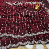 Space silk viral beads sarees