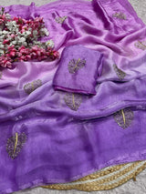 Space silk sarees with beads work