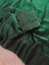 Space silk satin saree with beads work blouse