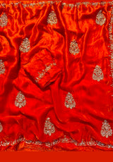 Space silk satin handwork sarees