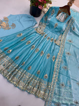 Space Silk Gown With Sequence work