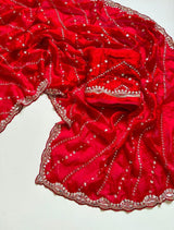 Space silk satin sarees