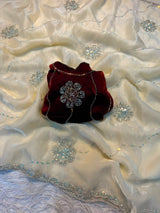 Space silk saree with handwork