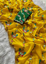 Georgette saree with embroidery work