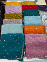 Space silk saree with real mirror work
