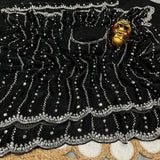 Space silk viral beads sarees