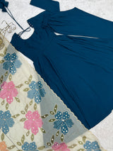 PREMIUM QUALITY PURE ROMANSILK FABRIC FULLY FLARE ANARKALI,WITH FANCY DUPAPTA SET.