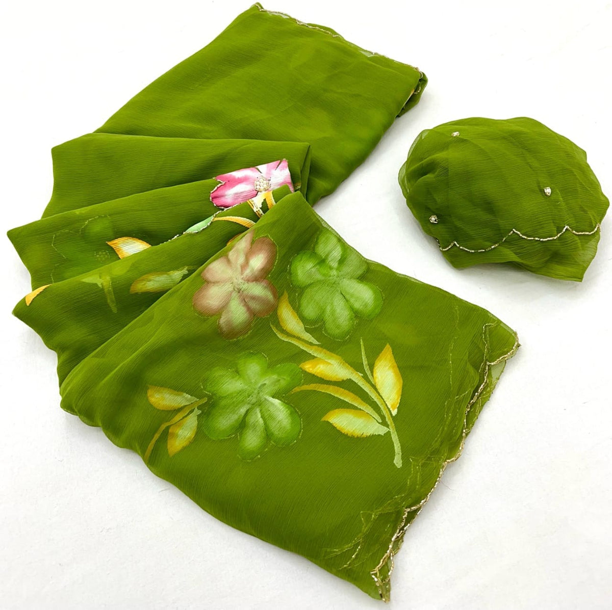 Chiffon hand-painted sarees
