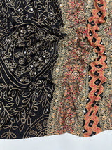 Ajrak mirror work sarees