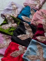 Space silk saree with handwork