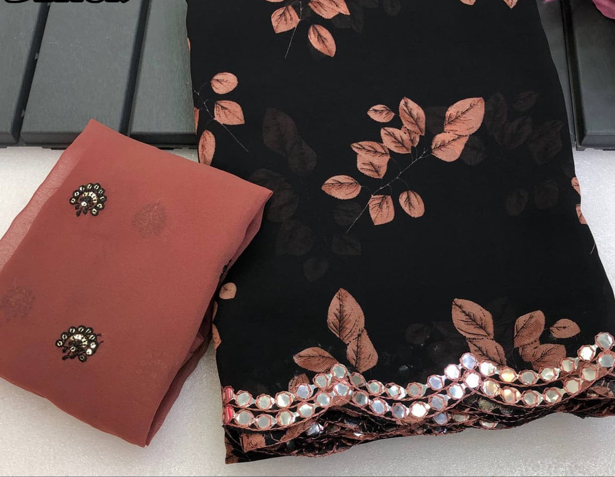Chiffon floral saree