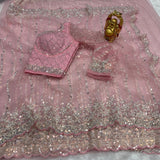 Soft net sarees with pearl work