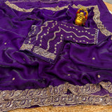 Space silk handwork saree with stitched blouse