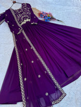 Faux Georgette gown with dupatta