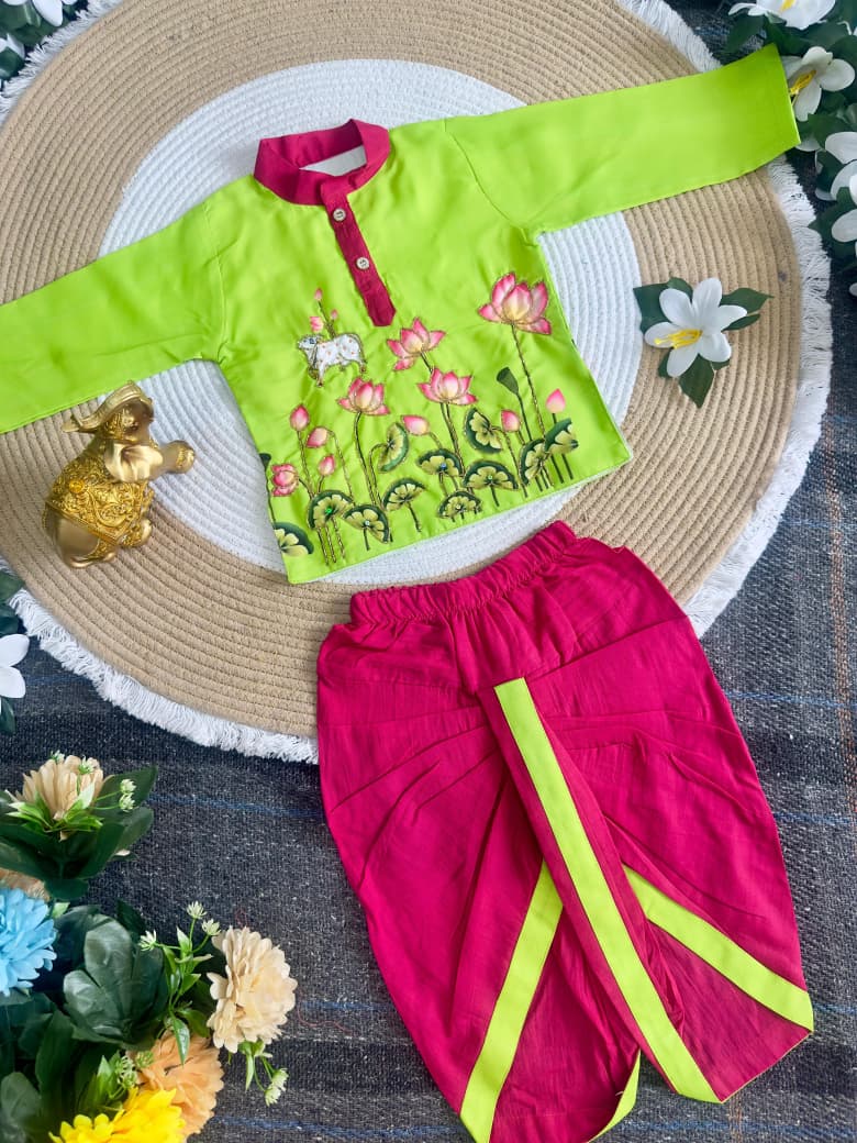 Kids Lotus dhoti kurta