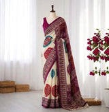 Ajrak crape mirror sarees
