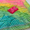 Georgette bandhini multicolour saree with handwork