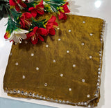 Space silk saree with real mirror work
