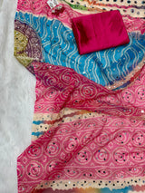 Tabby silk with real mirror bandini saree