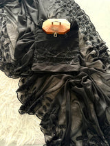 Black handwork saree