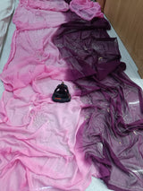Chiffon Dual colour Handwork sarees