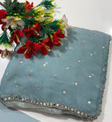 Space silk saree with real mirror work