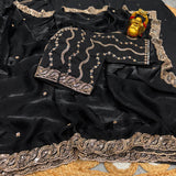 Space silk handwork saree with stitched blouse