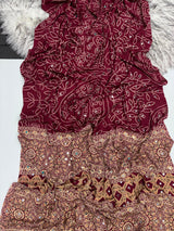 Ajrak mirror work sarees