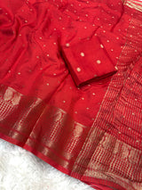 Pure russian dola with small butti saree