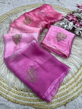 Space silk sarees with beads work