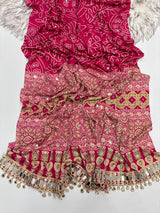 Ajrak mirror work sarees