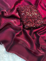 Space silk satin with ribbon Blouse
