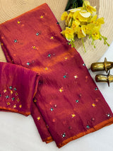 Mossilk two tone saree