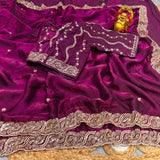 Space silk handwork saree with stitched blouse