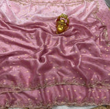 Space silk zari butii with handwork