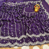Space silk viral beads sarees