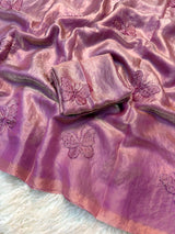 Space silk satin with beads work