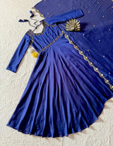 Vichitra silk gown with maggam work