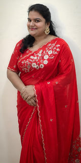 Premium Space Silk Handwork saree(unstitched)