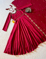Vichitra silk gown with maggam work