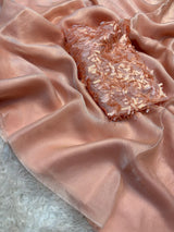Space silk satin with ribbon Blouse