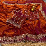 Space silk handwork saree with stitched blouse