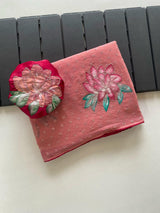 Chiffon butti hand-painted sarees