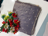 Space silk saree with real mirror work