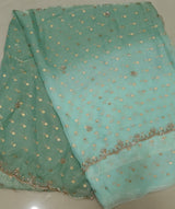 Space silk zari butii with handwork
