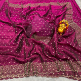 Space silk Jharkhan work saree