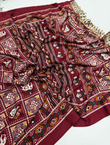 Ajrak satin crepe silk sarees