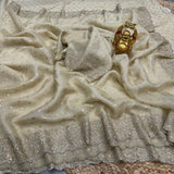 Space silk Jharkhan work saree
