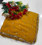 Space silk saree with real mirror work
