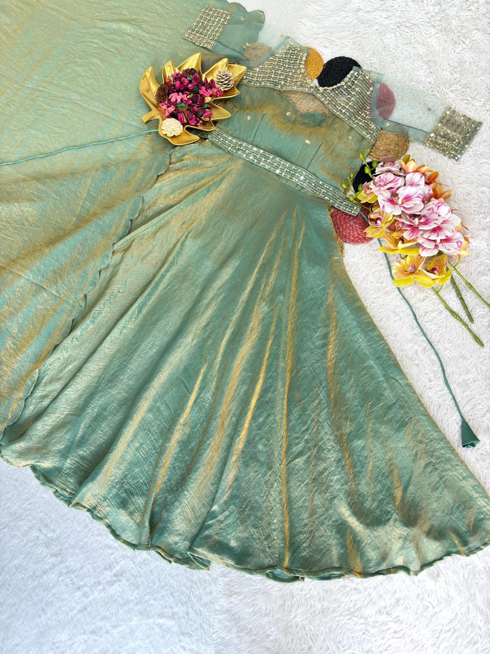 Gown With Coat and Dupatta